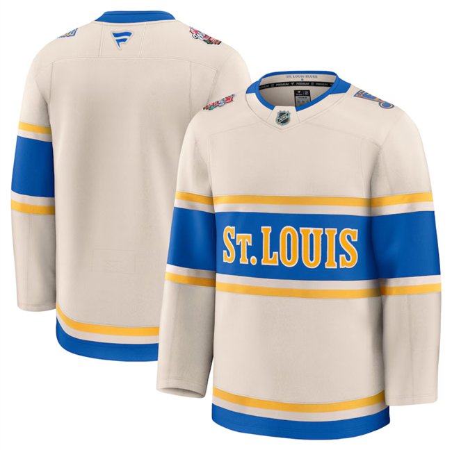 Men's St. Louis Blues Blank Cream 2024-25 Winter Classic Stitched Hockey Jersey