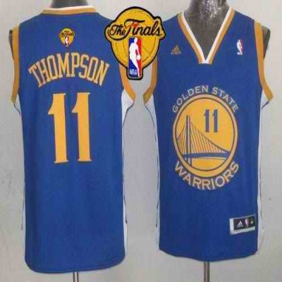 Revolution 30 Warriors #11 Klay Thompson Blue The Finals Patch Stitched Youth NBA Jersey