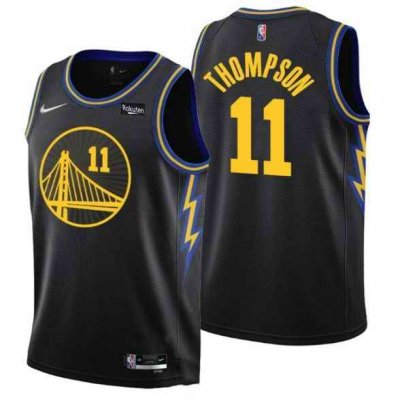 Men's Golden State Warriors #11 Klay Thompson 75th Anniversary Black Stitched Basketball Jersey