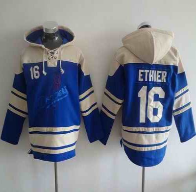 Dodgers #16 Andre Ethier Blue Sawyer Hooded Sweatshirt MLB Hoodie