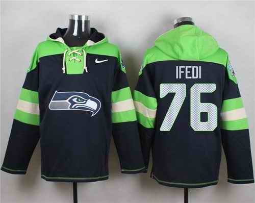 Nike Seahawks #76 Germain Ifedi Navy Blue Player Pullover NFL Hoodie