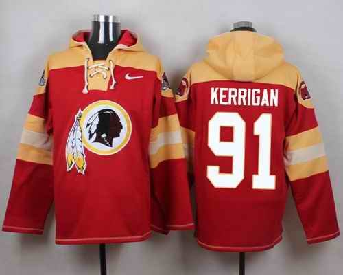 Nike Redskins #91 Ryan Kerrigan Burgundy Red Player Pullover NFL Hoodie