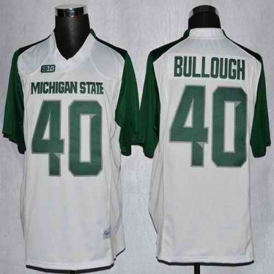 Spartans #40 Max Bullough White/Green Stitched NCAA Jersey