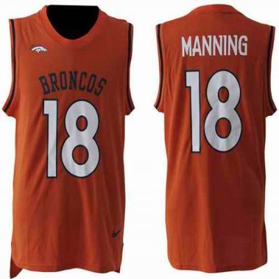 Nike Broncos #18 Peyton Manning Orange Team Color Men's Stitched NFL Limited Tank Top Jersey