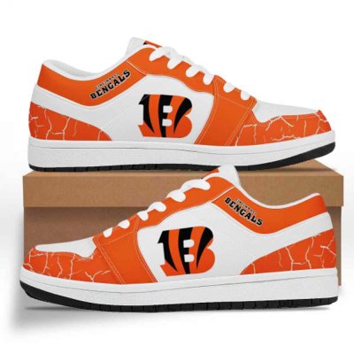 Women's Cincinnati Bengals Low Top Leather AJ1 Sneakers 001