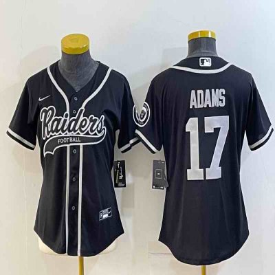 Youth Las Vegas Raiders #17 Davante Adams Black With Patch Cool Base Stitched Baseball Jersey