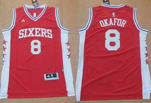 76ers #8 Jahlil Okafor Red Stitched NBA Jersey