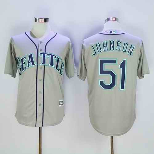 Mariners #51 Randy Johnson Grey New Cool Base Stitched MLB Jersey