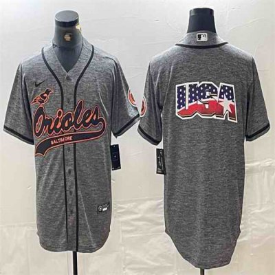 Men's Baltimore Orioles Gray Team Big Logo Cool Base Stitched Jersey