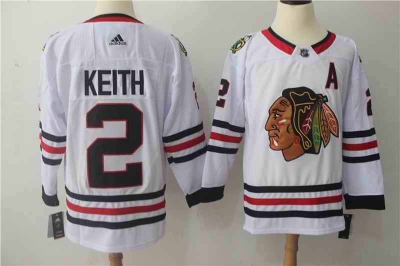 Men's Adidas Chicago Blackhawks #2 Duncan Keith White Stitched NHL Jersey