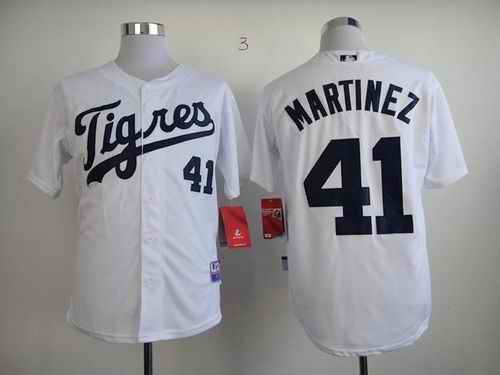 Tigers #41 Victor Martinez White Los Tigres Stitched MLB Jersey