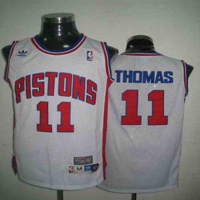 Throwback Pistons #11 Thomas White Stitched NBA Jersey