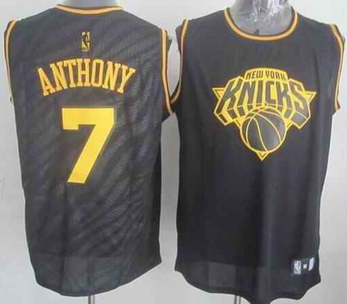 Knicks #7 Carmelo Anthony Black Precious Metals Fashion Stitched NBA Jersey