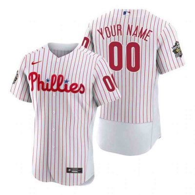 Men's Philadelphia Phillies Active Player Custom White 2022 World Series Flex Base Stitched Baseball Jersey