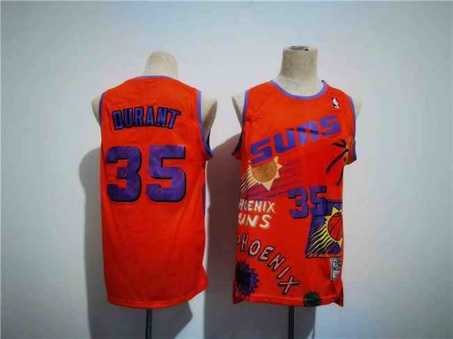 Men's Phoenix Suns #35 Kevin Durant Orange Throwback Swingman Stitched Jersey