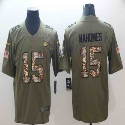 Men's Kansas City Chiefs #15 Patrick Mahomes 2017 Olive Salute to Service Limited Stitched NFL Jersey