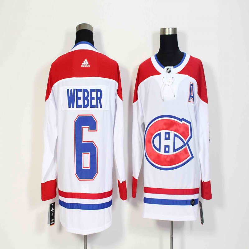 Men's Adidas Montreal Canadiens #6 Shea Weber White Stitched NHL Jersey