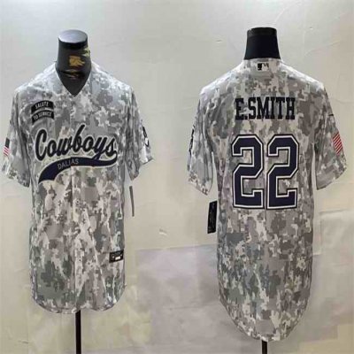 Men's Dallas Cowboys #22 Emmitt Smith 2024 Arctic Camo Salute to Service Stitched Baseball Jersey