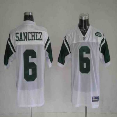 Jets #6 Mark Sanchez White Stitched Youth NFL Jersey