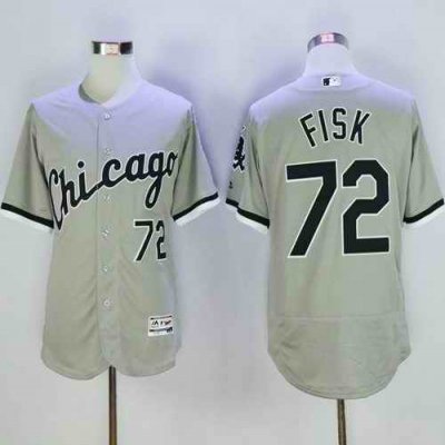 White Sox #72 Carlton Fisk Grey Flexbase Authentic Collection Stitched MLB Jersey