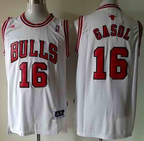 Revolution 30 Bulls #16 Pau Gasol White Stitched NBA Jersey