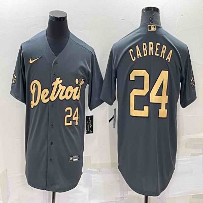 Men's Detroit Tigers #24 Miguel Cabrera 2022 All-star Charcoal Cool Base Stitched Jersey