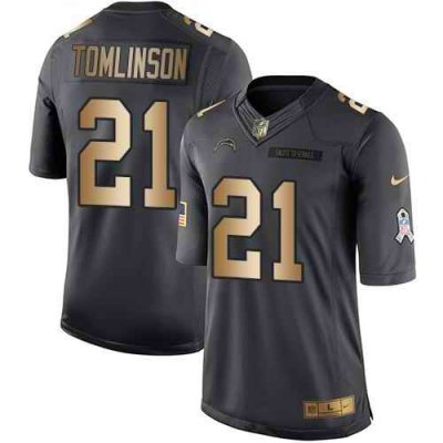 Nike Chargers #21 LaDainian Tomlinson Black Men's Stitched NFL Limited Gold Salute To Service Jersey