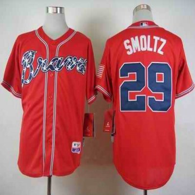 Braves #29 John Smoltz Red Cool Base Stitched MLB Jersey