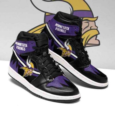 Women's Minnesota Vikings High Top Leather AJ1 Sneakers 002