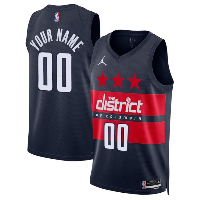 Men's Washington Wizards Active Player Custom Navy 2024/25 Statement Edition Stitched Basketball Jersey