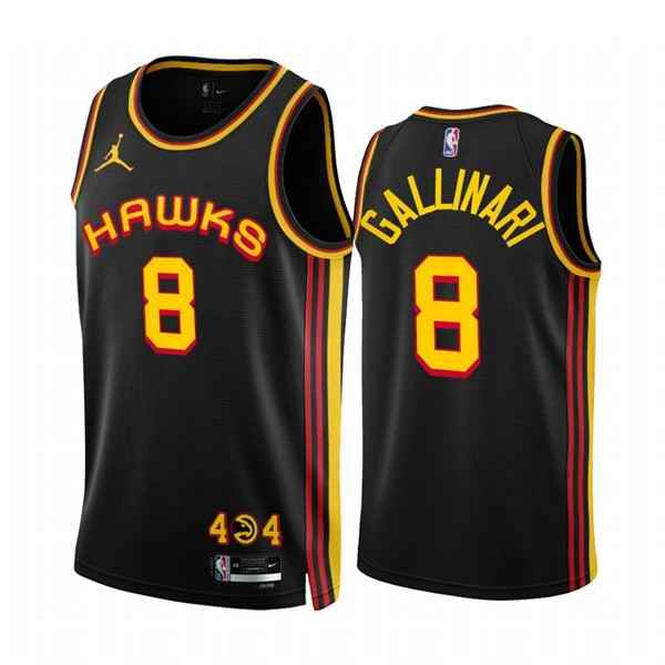 Men's Atlanta Hawks #8 Danilo Gallinari 2022/23 Black Statement Edition Stitched Jersey