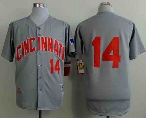 Mitchell And Ness 1969 Reds #14 Pete Rose Grey Throwback Stitched MLB Jersey