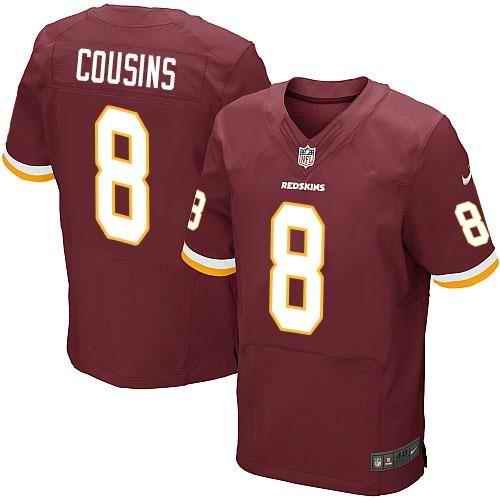 Nike Redskins #8 Kirk Cousins Burgundy Red Team Color Men's Stitched NFL Elite Jersey