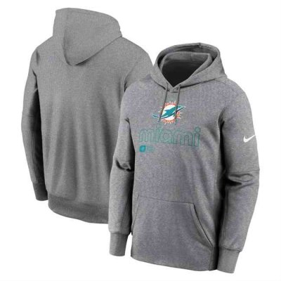 Men's Miami Dolphins Grey Performance Pullover Hoodie