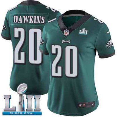 Women's Philadelphia Eagles  # 20 Brian Dawkins Green Super Bowl LII Bound Patch Game Event Stitched NFL Jersey