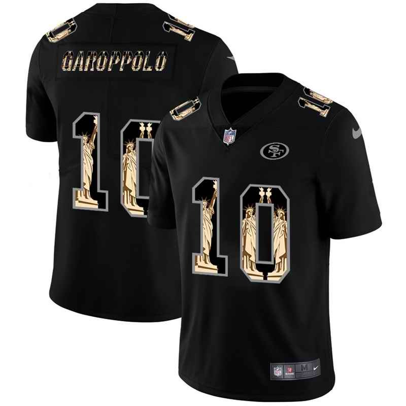 Men's San Francisco 49ers #10 Jimmy Garoppolo 2019 Black Statue Of Liberty Limited Stitched NFL Jersey