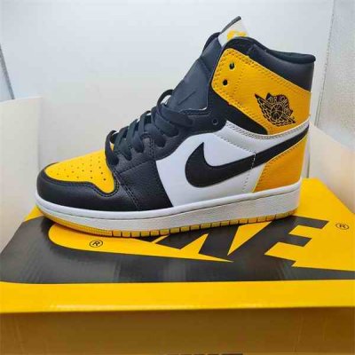 Men's Running Weapon Air Jordan 1 Yellow/Black/White Shoes 313