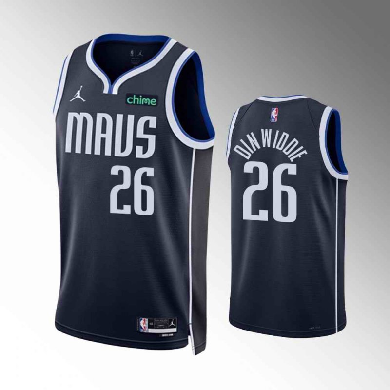 Men's Dallas Mavericks #26 Spencer Dinwiddie  Navy Statement Edition Stitched Basketball Jersey