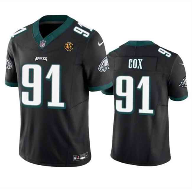 Men's Philadelphia Eagles #91 Fletcher Cox Black 2023 F.U.S.E. With John Madden Patch Vapor Limited Stitched Football Jersey