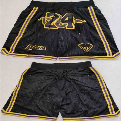 Men's Los Angeles Lakers #24 Kobe Bryant Black Shorts (Run Small)