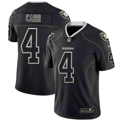 Men's Oakland Raiders #4 Derek Carr NFL 2018 Lights Out Black Color Rush Limited Jersey