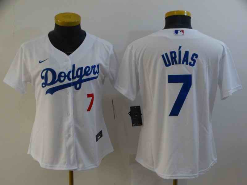 Women's Los Angeles Dodgers #7 Julio Urias White Cool Base Stitched Baseball Jersey(Run Small)