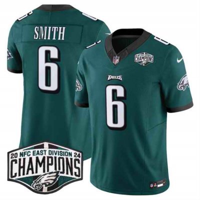 Men's Philadelphia Eagles #6 DeVonta Smith Green 2024 NFC East Champions F.U.S.E. Vapor Untouchable Limited Stitched Football Jersey