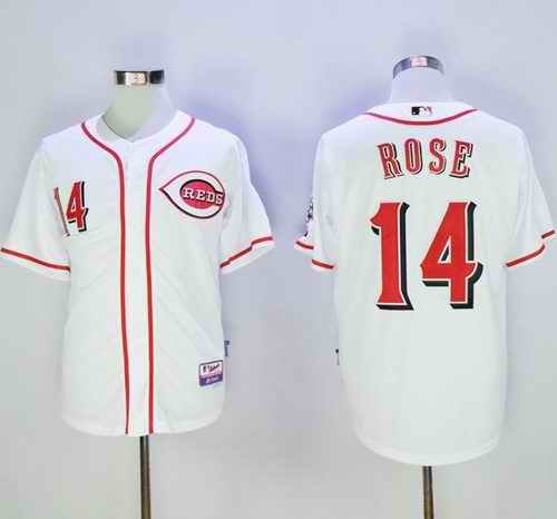 Reds #14 Pete Rose White Cool Base Stitched MLB Jersey