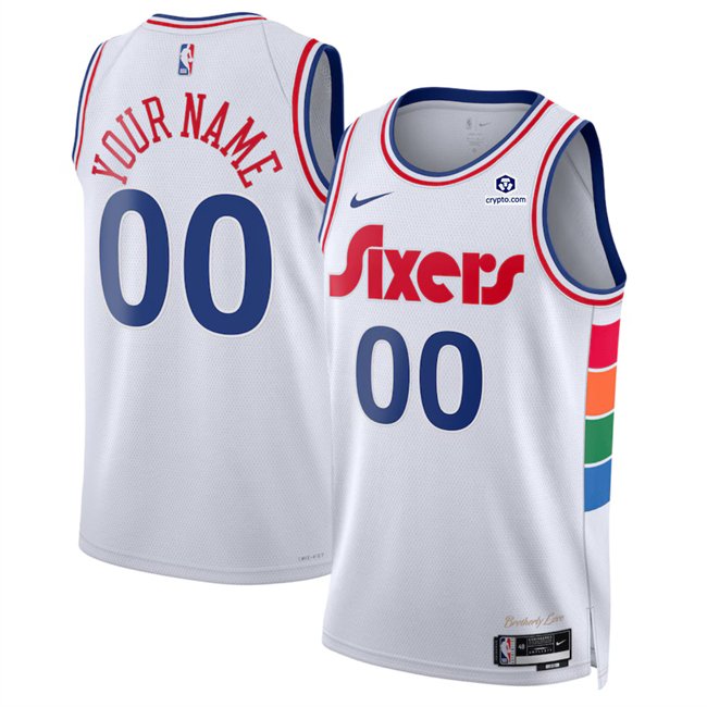 Men's Philadelphia 76ers Active Player Custom White 2024/25 City Edition Stitched Jersey