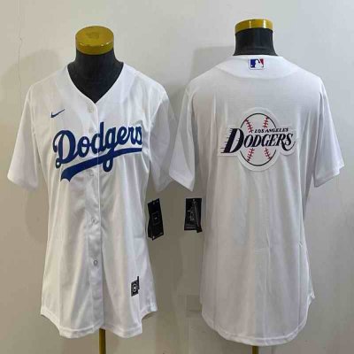 Youth Los Angeles Dodgers White Team Big Logo Stitched Baseball Jersey