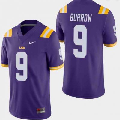 Men's LSU Tigers #9 Joe Burrow Purple Stitched NCAA Jersey