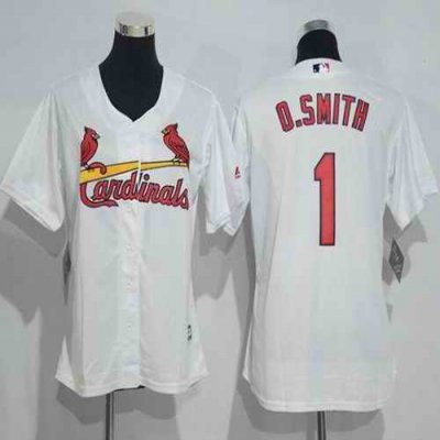 Cardinals #1 Ozzie Smith White Women's Home Stitched MLB Jersey