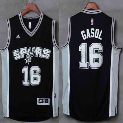 Spurs #16 Pau Gasol Black Stitched NBA Jersey