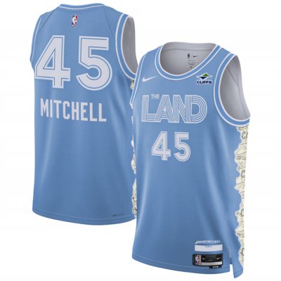 Men's Cleveland Cavaliers #45 Donovan Mitchell Light Blue 2024/25 City Edition Stitched Jersey